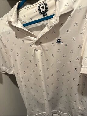 FootJoy White Polo with Navy Golf Crossed-Clubs Print